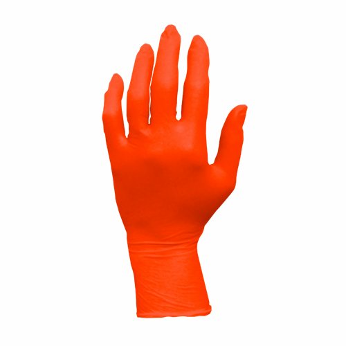 ProWorks GL-N105ORFS Nitrile Exam Gloves, Powder Free, Small, Orange (Pack of 100)