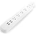 ISELECTOR 4-Outlet Surge Protector with 4 USB Output Power Strip Charging Station - 5 Feet Cord