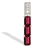 14K White Gold Emerald-cut Created Ruby and Diamond 3-Stone Pendant