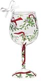 LOLITA WINE GLASS CHRISTMAS ORNAMENT Kiss Me Mistletoe