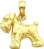 14K Gold Schnauzer Dog Charm German Doggy Pendant New
