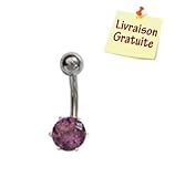 Piercing Nombril Strass Violet Forme Banane