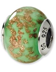 Green and Gold, Murano Glass Charm for 3mm Charm Bracelets
