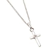Baby's First Cross Necklace w/Diamond - Sterling Silver