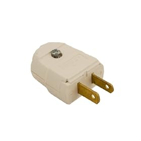 Leviton 101-WP 2 Wire Plug, Light Duty, Polarized, White