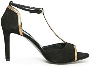 Violeta By Mango Women's Suede Ankle-Cuff Sandals, Black, 9½