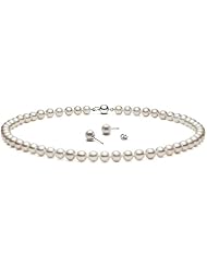 {Matched Set} HinsonGayle AAA Handpicked 7.5-8.0mm White Cultured Freshwater Pearl Necklace & Matching Pearl Stud Earrings (Sterling Silver, 18")