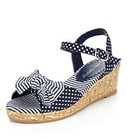 Open Toe Bow Spotted Sandals