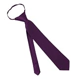 Solid Color Boys 14 Inch Zipper Tie by Jacob Alexander - Eggplant Purple