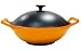 Paylesscookware 5 Piece Orange Enamel Coated Cast Iron Wok Set 4-qt.