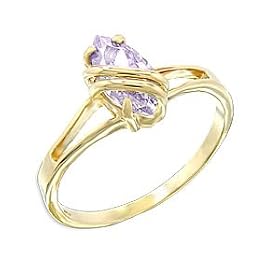 Women Solitaire Light Amethyst Cubic Zirconia Gold Tone Ring