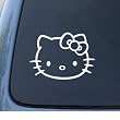 HELLO KITTY - Cat Feline - Car, Truck, Notebook, Vinyl Decal Sticker #1093 | Vinyl Color: White