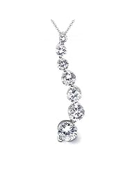 Valentines Day Gifts Bling Jewelry Sterling Silver CZ Love Journey Pendant Necklace 16in