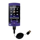 Retractable USB Cable for the Sony NWZ-S544 with Power Hot Sync and Charge capabilities - uses Gomadic TipExchange Technology