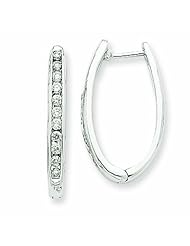 0.5 Carat 14K White Gold Diamond Oval Hoop Earrings