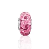 Bling Jewelry 925 Sterling Silver Swirl Murano Pink Glass Bead Pandora Charm Compatible