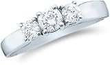 Solid 14k White Gold 3 Three Stone Round Cut Brilliant Diamond Engagement or Anniversary Ring Band (1/4 cttw)