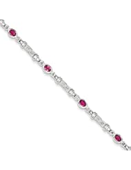 Sterling Silver Pink Tourmaline and Diamond Bracelet
