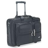SOLO Rolling Leather Laptop Case For 15.6 Inch Notebook With Shoulder Strap Black