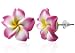 Pair Of Pink, White & Yellow Flower Stud Rubber Fashion Earrings (1.5cm) Supplied In Gift Pouch
