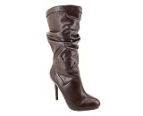 GATHERED LEATHERETTE HIGH HEEL BOOT