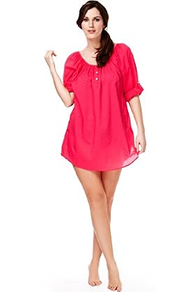 Plus Pure Cotton Roll Up Sleeve Cover-Up Kaftan