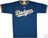 Los Angeles Dodgers Majestic Ringer Blue T Shirt