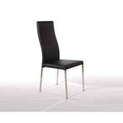 Lederstuhl Hochlehner 44x55,5x105 cm mit 4-Fu� Edelstahlgestell (schwarz)