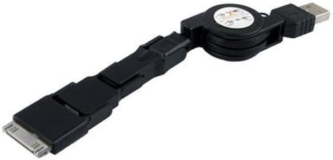 MarchMore 4 in 1 Multi-functional USB 2.0 to Lightning 8 Pin + Micro + Mini + 30 pin Charger Retractable Data Sync Charge Cable-Black