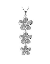 Three Plumeria Silver Necklace with Chain