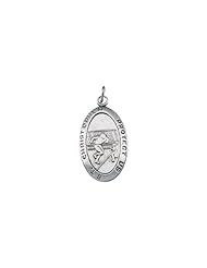 24.50x15.50 mm St. Christopher Football Pendant with 24 inch Chain in Sterling Silver