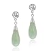 Sterling Silver and Green Jade 'Blessing' Teardrop Dangle Earrings
