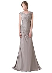 V-neck Mermaid Chiffon/Satin Mother-of-the-Bride Dress/Wedding Dress 