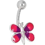 Enamel DRAGONFLY - FUSCIA Belly Button Navel Ring