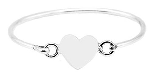 Silver Engravable Heart Bangle Bracelet for Infant or Toddler