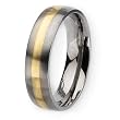 14k Gold Inlaid Brushed Titanium Ring (6.0 mm) With Wood Box - Sizes 6-13
