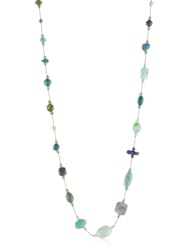 Margo Morrison New York Turquoise-Color and Green-Tone Mixed Semi-Precious Necklace, 35"
