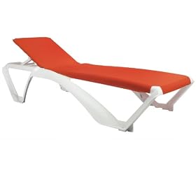 Marina Sun Lounger - White Frame with Orange Canvas Material