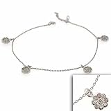 Simulated Diamond cz Flower Charm Bracelet/Anklet