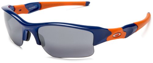 Oakley Men's Flak Jacket XLJ New York Mets Sunglasses,Blue and Orange Frame/Black Lens,one size