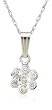 14k White Gold 7-Stone Bezel Set Diamond Cluster Pendant (.11 cttw, J Color, I2 Clarity), 18