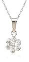 14k White Gold 7-Stone Bezel Set Diamond Cluster Pendant (.11 cttw, J Color, I2 Clarity), 18"