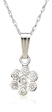 14k White Gold 7-Stone Bezel Set Diamond Cluster Pendant (.11 cttw, J Color, I2 Clarity), 18