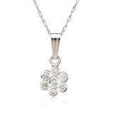 14k White Gold 7-Stone Bezel Set Diamond Cluster Pendant (.11 cttw, J Color, I2 Clarity), 18"