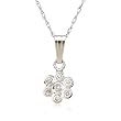 14k White Gold 7-Stone Bezel Set Diamond Cluster Pendant (.11 cttw, J Color, I2 Clarity), 18" ~ Your First Diamond