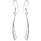 925 Sterling Silver Pink MOTHER of PEARL Dangle Earrings