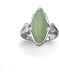 Sterling Silver Oval Green Jade Ring