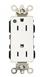 Leviton 16262-PLW 15 Amp, 125 Volt, Decora Plus Duplex Receptacle, Power Indication, Straight Blade,