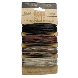 Natural Hemp Twine Bead Cord .7mm Four Color Variety 42 Feet Each