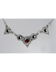 A Stunning Sterling Silver Gemstone Necklace Accented with Garnet and Hematite